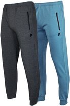 2- Pack Donnay Joggingbroek met elastiek - Sportbroek - Heren - Maat XXL - Charcoal-marl/Vintage blue