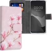 kwmobile telefoonhoesje voor Google Pixel 4a - Hoesje met pasjeshouder in poederroze / wit / oudroze - Magnolia design