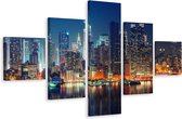 Schilderij - Skyline van Manhatten, NYC, 5luik, premium print
