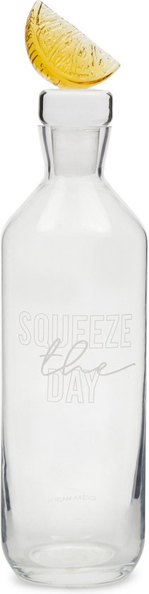  - Riviera Maison Glazen Karaf Waterkan - Squeeze The Day Bottle - Transparant