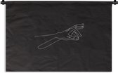 Tapisserie - Line - Dessin au trait - Mains - Zwart - Wit - 150x100 cm - Tapisserie