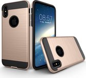 Apple iPhone Xs Hoesje - Mobigear - Brushed Serie - Hard Kunststof Backcover - Goud - Hoesje Geschikt Voor Apple iPhone Xs