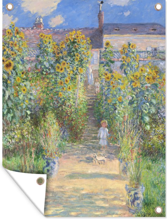 Tuinschilderij The artist's garden at Vetheuil - schilderij van Claude Monet - 60x80 cm - Tuinposter - Tuindoek - Buitenposter