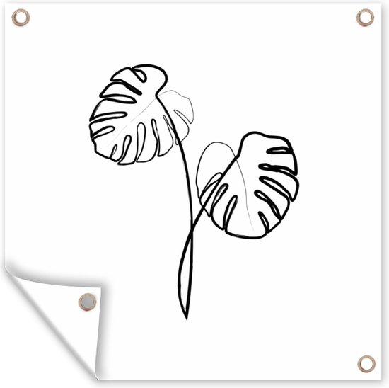 Posters de jardin Plante - Monstera - Line - 50x50 cm - Toile de jardin - Affiche d'extérieur