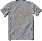 Vissen T-Shirt | Grappig Verjaardag Vis Hobby Cadeau Shirt | Dames - Heren - Unisex | Tshirt Hengelsport Kleding Kado - Donker Grijs - Gemaleerd - XL