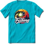 Fishing - Vissen T-Shirt | Grappig Verjaardag Vis Hobby Cadeau Shirt | Dames - Heren - Unisex | Tshirt Hengelsport Kleding Kado - Blauw - 3XL