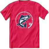 Fishing - Vissen T-Shirt | Grappig Verjaardag Vis Hobby Cadeau Shirt | Dames - Heren - Unisex | Tshirt Hengelsport Kleding Kado - Roze - XL