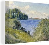Canvas schilderij 160x120 cm - Wanddecoratie The Seine at Argenteuil - schilderij van Gustave Caillebotte - Muurdecoratie woonkamer - Slaapkamer decoratie - Kamer accessoires - Schilderijen