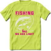 Fishing Has No Age Limit - Vissen T-Shirt | Roze | Grappig Verjaardag Vis Hobby Cadeau Shirt | Dames - Heren - Unisex | Tshirt Hengelsport Kleding Kado - Groen - M