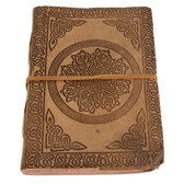 Handgemaakt Leren Notitieboekje Mandala (17,5 x 13 cm)