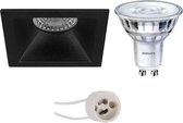 LED Spot Set - Primux Pollon Pro - GU10 Fitting - Inbouw Vierkant - Mat Zwart - Verdiept - 82mm - Philips - SceneSwitch 827 36D - 1.5W-5W - Warm Wit 2200K-2700K - Dimbaar