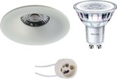 LED Spot Set - Luxino Nora Pro - GU10 Fitting - Inbouw Rond - Mat Wit - Ø82mm - Philips - CorePro 827 36D - 5W - Warm Wit 2700K - Dimbaar