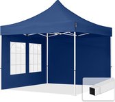 3x3m easy up partytent vouwtent  2 zijwanden (met kerkvensters) paviljoen PES300 stalen frame blauw