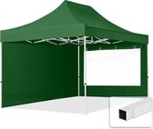 3x4,5m easy up partytent vouwtent  2 zijwanden (met panoramavensters) paviljoen PES300 stalen frame groen