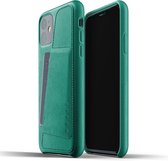 Mujjo - Full Leather Wallet iPhone 11 hoesje | Groen