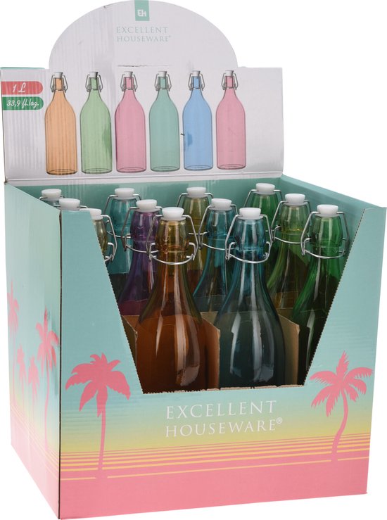 Fles 1 liter met beugel geel — afbeelding 3