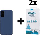 Siliconen Backcover Hoesje Samsung S20 Plus Blauw - 2x Gratis Screen Protector - Telefoonhoesje - Smartphonehoesje