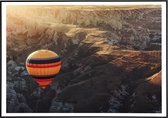 Poster van een zonsondergang met een luchtballon - 13x18 cm