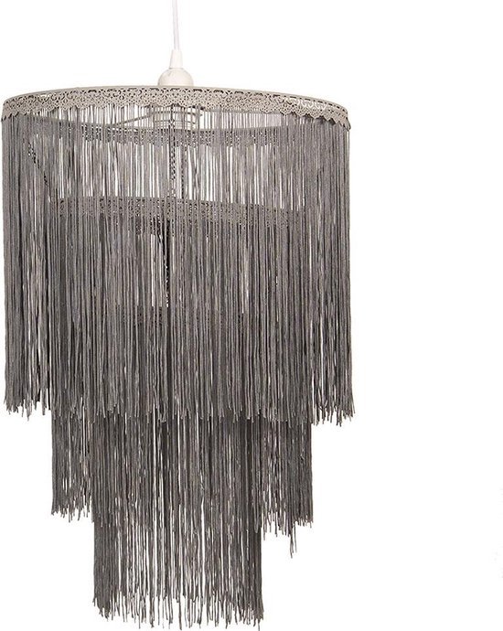 Hanglamp Ø 35*45 cm E27/max 1*60W Grijs Ijzer, Textiel Rond Hanglamp Eettafel Hanglampen Eetkamer