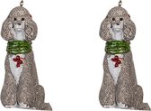 Decoratie Hanger set van 2 Puddel Grijs Kunststof Kerst Hanger Decoratieve Accessoires