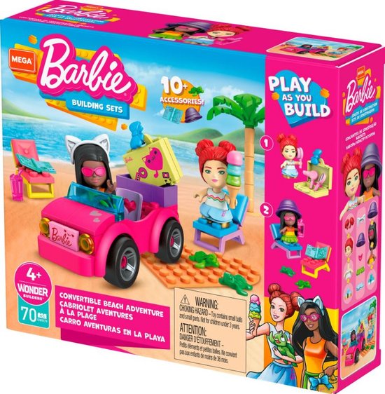 Mega Construx Barbie Convertible Beach Adventure, Building Toys for Kids