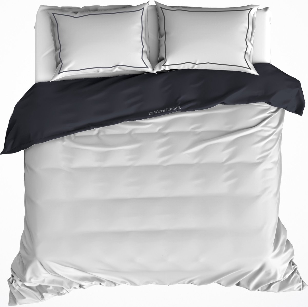 De Witte Lietaer Dekbedovertrek Elegance Off White Ebony - Tweepersoons - 200 x 200/220 cm - Katoen Satijn