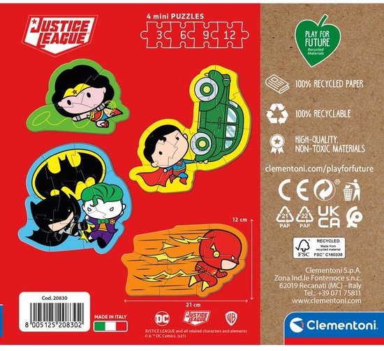 Clementoni Kinderpuzzels - DC Comics Justice, Legpuzzel Set 3+6+9+12 Stukjes, 2-3 jaar - 20830 van Clementoni — afbeelding 2