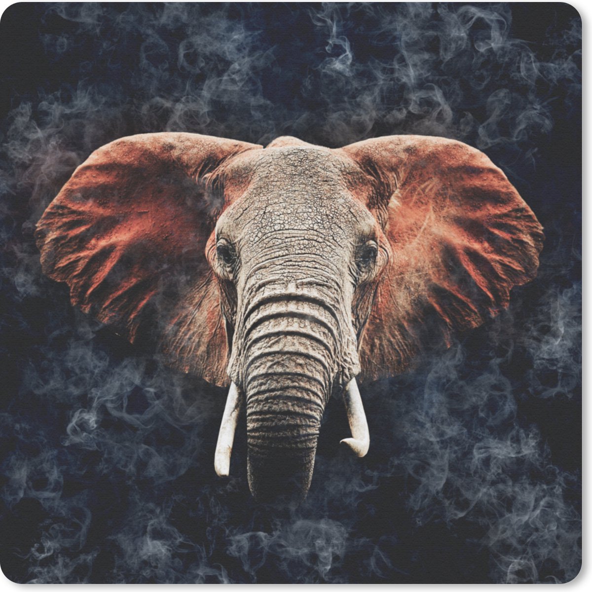 Muismat 30x30 cm - Mousepad Olifant - Rood - Dieren - Muismatten