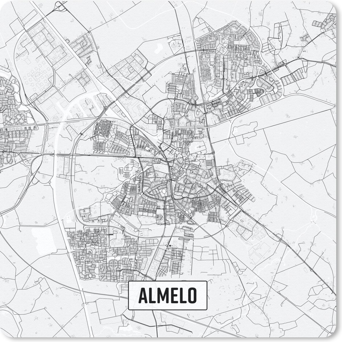 Muismat 30x30 cm - Mousepad Stadskaart Almelo - Muismatten