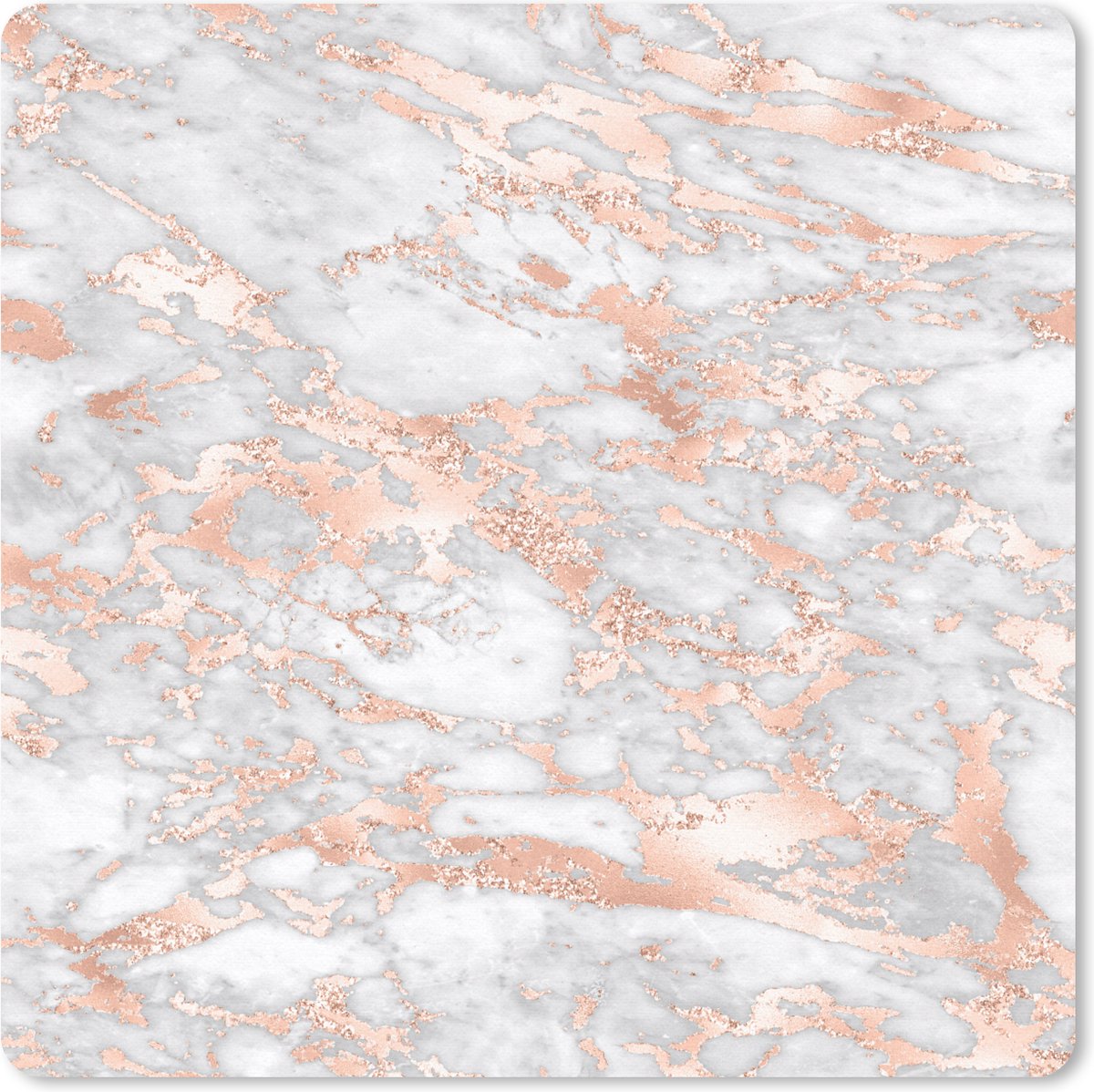Muismat 30x30 cm - Mousepad Marmer - Grijs - Roségoud - Luxe - Marmer printlook - Muismatten