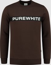 Purewhite -  Heren Slim Fit   Sweater  - Bruin - Maat M