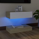 Decoways - Tv-meubel met LED-verlichting 60x35 cm wit sonoma eikenkleurig