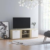 Decoways - Tv-meubel 120x34x37 cm spaanplaat wit en sonoma eikenkleurig