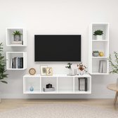 Decoways - 4-delige Tv-meubelset spaanplaat wit