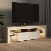 Decoways - Tv-meubel met LED-verlichting 140x35x40cm wit sonoma eikenkleur