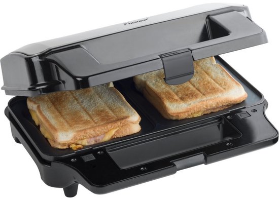 Bestron Contactgrill - ASG90XXL - 900W - 3-in-1 Tosti's, wafels en grillen - 28x15cm bakoppervlak - Zwart