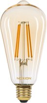 Noxion Lucent LED E27 Edison Filament Amber 8.1W 720lm - 825 Zeer Warm Wit | Dimbaar - Vervangt 60W.