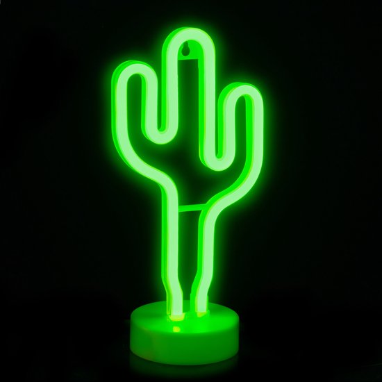 Relaxdays 1x neonlamp led - nachtlampje - tafellamp - tafeldecoratie - cactus - groen Relaxdays 1x neonlamp led - nachtlampje - tafellamp - tafeldecoratie - cactus - groen
