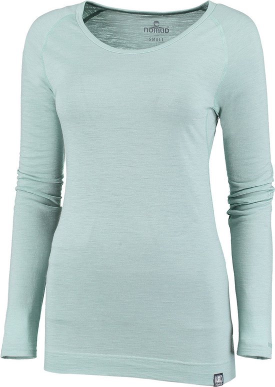 NOMAD® Long sleeve Pure Merino Dames | Groen | XL | Warm, Zacht & Ademend | 100% Merinowol