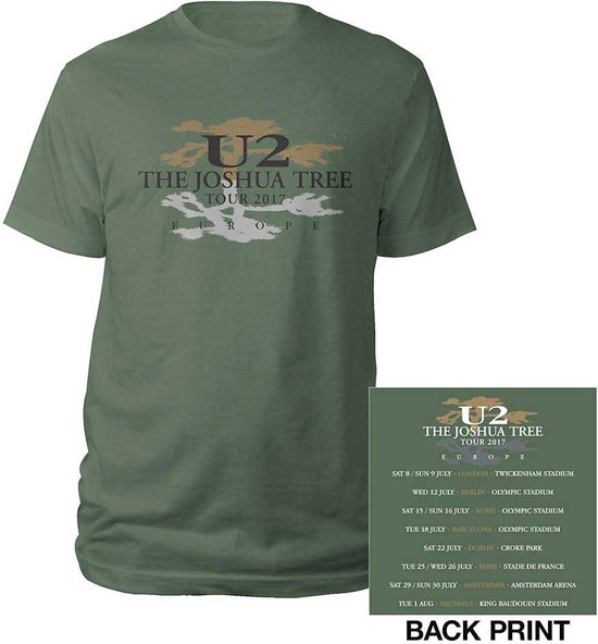 U2 Heren Tshirt -L- Joshua Tree Logo 2017 Groen