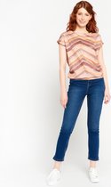 LOLALIZA Lurex t-shirt met zigzagpatroon - Bruin - Maat XL