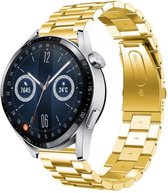 Stalen Smartwatch bandje - Geschikt voor  Huawei Watch GT 3 46mm stalen band - goud - Goud - Strap-it Horlogeband / Polsband / Armband