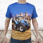 Blauw heren shirt met trekker -s&C-XL-t-shirts heren