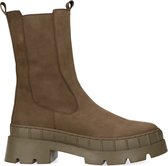 Manfield - Dames - Khaki suède chelsea boots - Maat 38