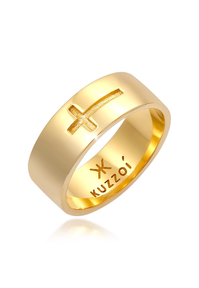 KUZZOI - Ring - Heren Bandring Cross Geoxideerde Trend in 925 Sterling Zilver - Heren