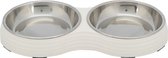 Trixie voerbak kat dubbel melamine / rvs wit 2x200 ml 27x14x3 cm