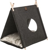 Trixie kattenmand tent elfie met kussen vilt antraciet 50x46x52 cm