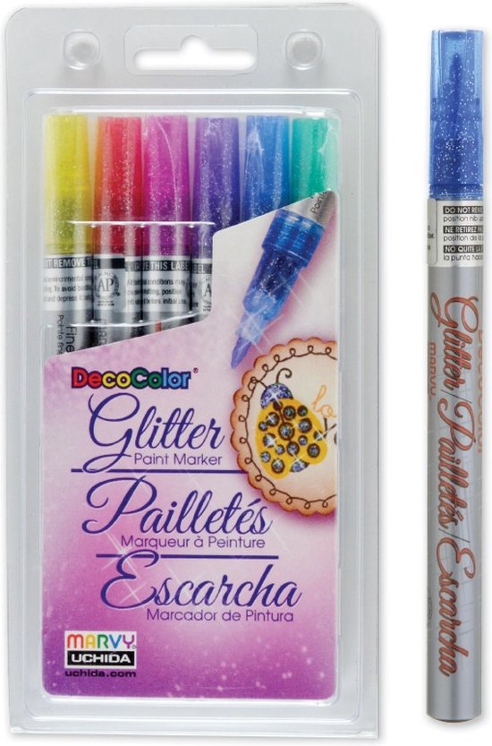 6 Glitter Markers