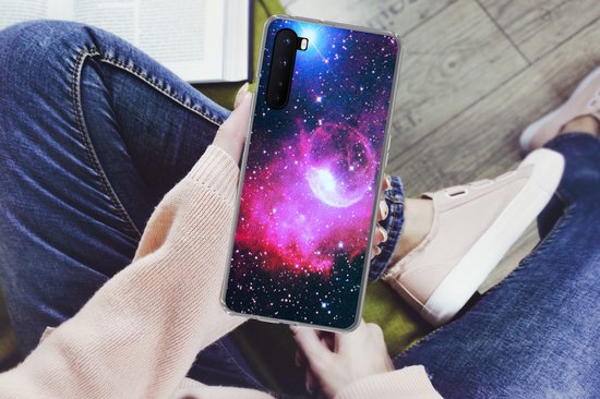 OnePlus Nord - Univers - Planètes - Rose - Garçons - Filles - Enfants - Coque de téléphone en Siliconen