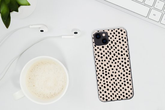 Coque iPhone 13 mini - Pois - Zwart - Beige - Siliconen